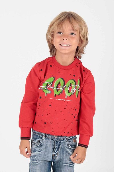 AHENGİM Boy's Cool Printed Cotton Sweatshirt - Long Sleeve Ak 222402