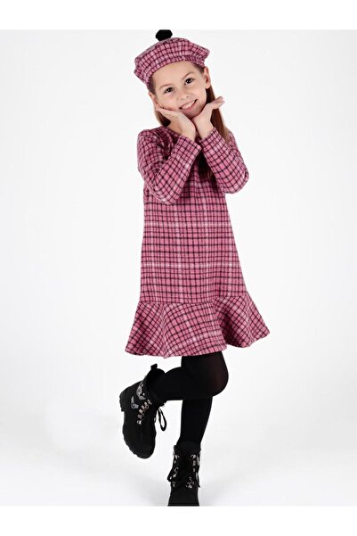 AHENGİM Trendi lány ruha - kalap és bolyhos Ak2200