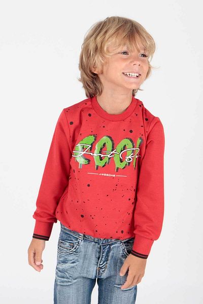 AHENGİM Boy's Cool Printed Cotton Sweatshirt - Long Sleeve Ak 222402
