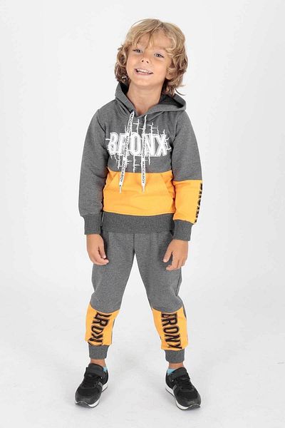 AHENGİM Trend-Trainingsanzug-Set für Jungen mit Bronx-Aufdruck Ak2235