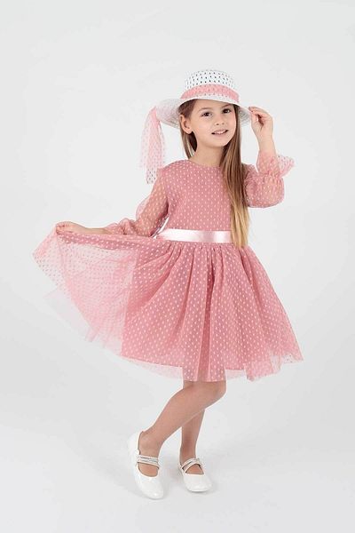 AHENGİM Trendy Hat and Tulle Lace Girl's Evening Dress - Ak2228