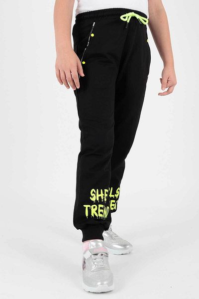 AHENGİM Girl's TrEndy PrintEd SwEatPants - PocKEts, LacEs, Elastics, SKinny LEgs 722422