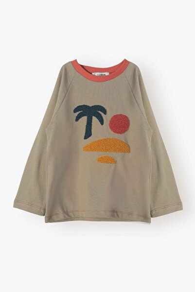 LUESS Unisex Palmiye Baskılı Mevsimlik Tişört (2-3 Yaş 7-8 Yaş)