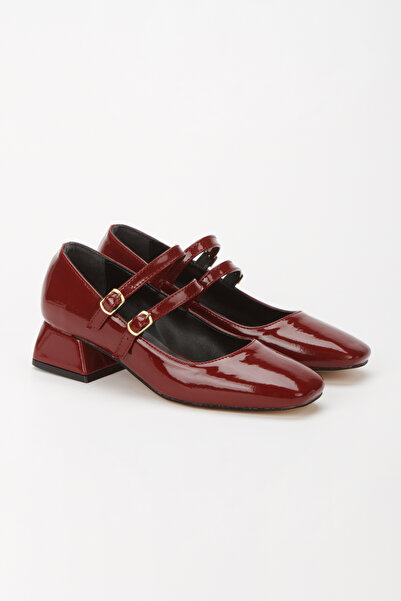 ALNASER MODA Mary Jane Patent Leather Women's - Double Striped, Square Toe Closed Low Heel Shoes