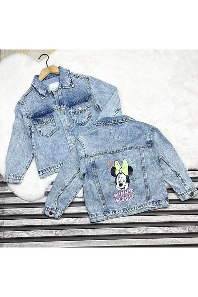 yns coolstar Jachetă de blugi pentru fetiță Minnie Mause, cu fundă verde