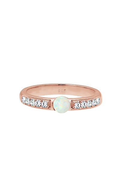 ELLI Ring Damen Edel Glamourös Mit Kristallen Und Opal In 925 Sterling Silber