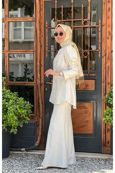 yeşim özcan Cream Yeşim Özcan Skirt Suit - 124y34009