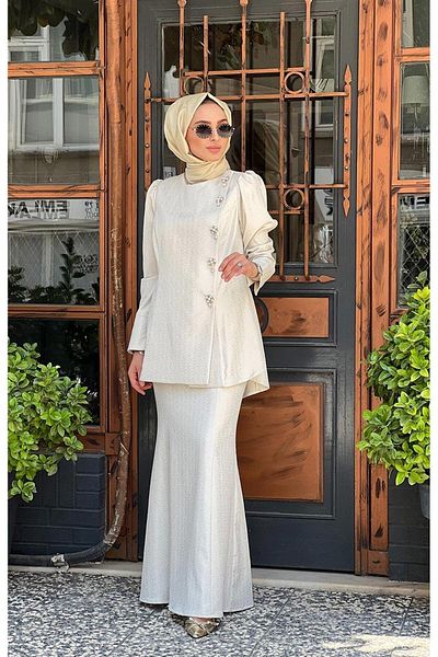 yeşim özcan Cream Yeşim Özcan Skirt Suit - 124y34009