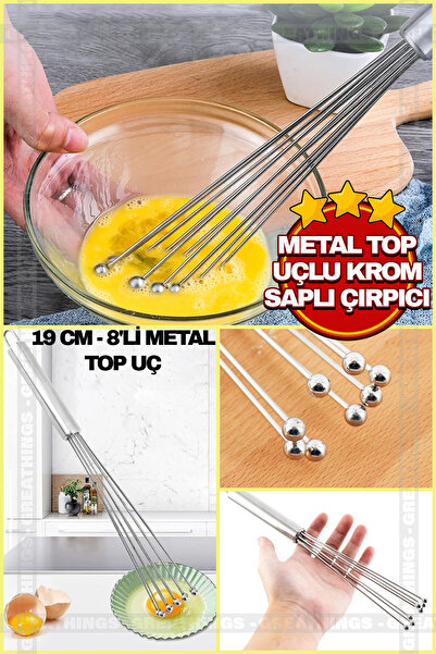 Genel Markalar Metal Çırpıcı 8'li Metal Top Uçlu Krom Saplı Çırpıcı, Metal Ke...