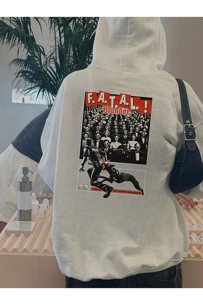Touz Moda Φούτερ με στάμπα F.A.T.A.L με λευκή κουκούλα