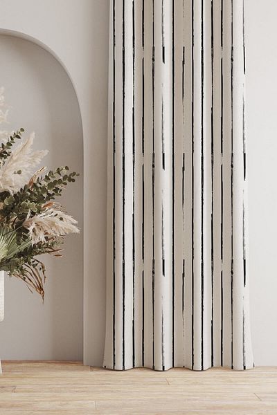 AYSHOME Ays Home Thin Design Modern Striped Ecru Cortina