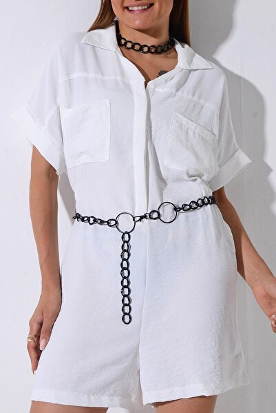 PİNKMARK Pinkmark Black Ring Chain Belt - Pmkm25672