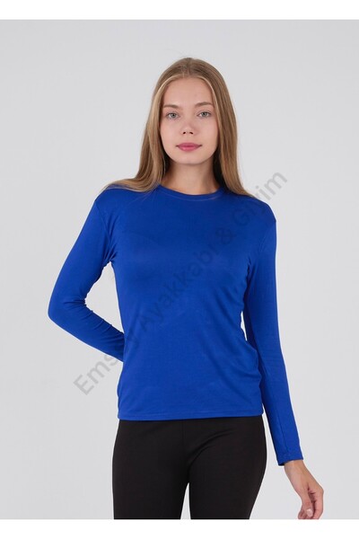 Emsey Ayakkabı & Giyim Viscose Lycra Black White Blue HijabBody- Long Sleeve, Crew Neck