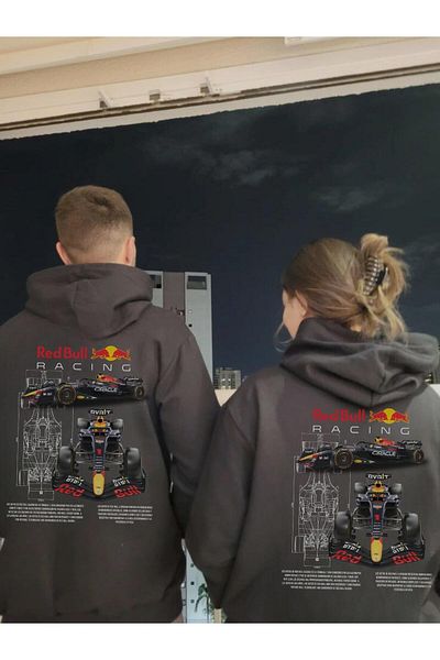 Touz Moda Черен суичър с качулка Red Bull Racing с щампи