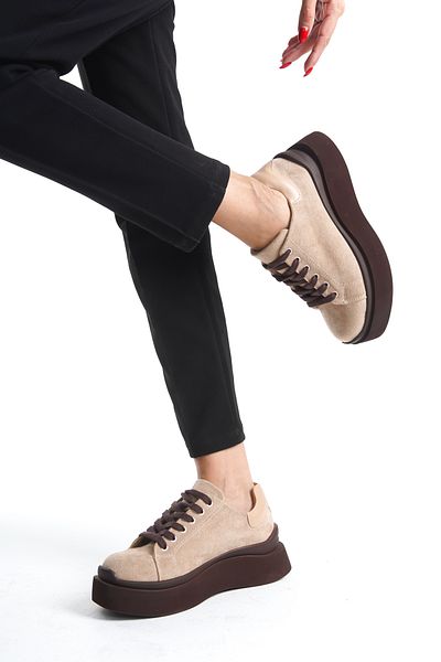 LDR PANTOFI SPORT DE DĂME CU TALPA GROASĂ DE PIELE