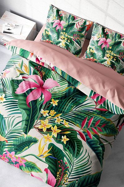 PerlaSera 3D Custom Design - Double Duvet Cover Set, Tightly Woven Cotton Satin, Lily