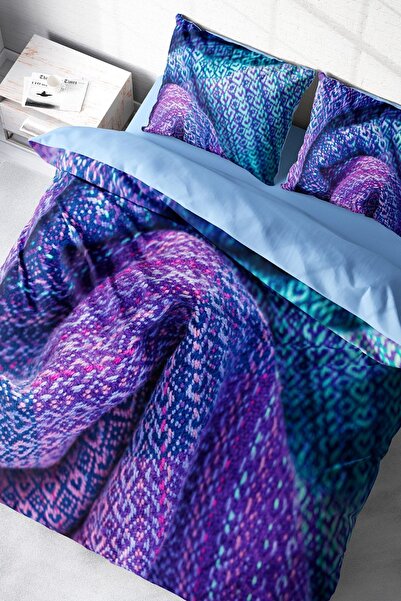 MonoHome Örgü3 Set de lenjerie de pat dublu din satin de bumbac 3d