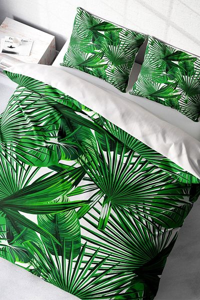 PerlaSera 3D Custom Design - Double Duvet Cover Set, Tightly Woven Cotton Satin Palm