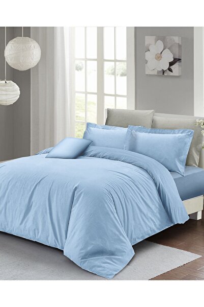 MonoHome Двоспальний комплект постільної білизни з гумкою та простирадлом, синій Lux Pamuk Ranforce