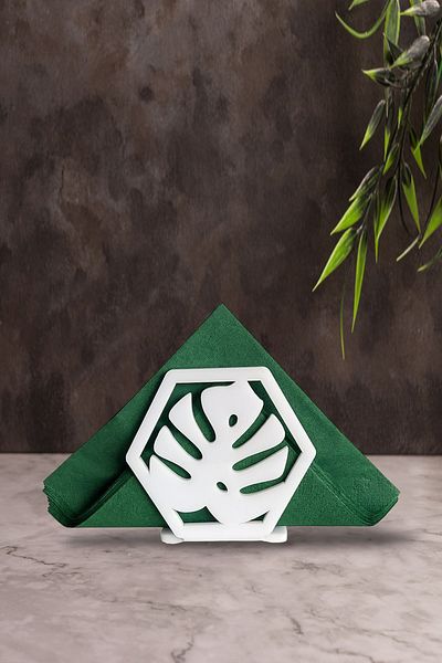 Story Ακρυλική θήκη για χαρτοπετσέτα με θέμα το Monstera Leaf σε λευκό χρώμα