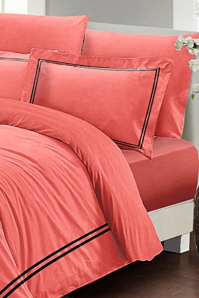 PerlaSera 3D Custom Design - Double Duvet Cover Set, Tightly Woven Cotton Satin, Luxury Salmon