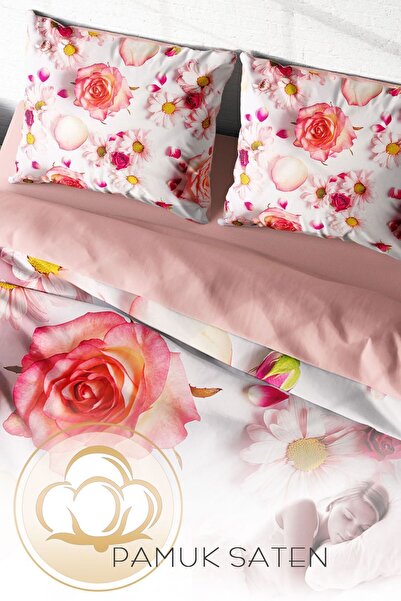 PerlaSera Двоспальний комплект постільної білизни з щільної бавовняної сатинової тканини 3D, спеціальний дизайн White Rose