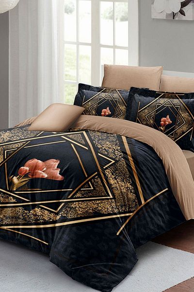 PerlaSera Lalezar 3D Custom Design - Double Duvet Cover Set, Tightly Woven Cotton Satin