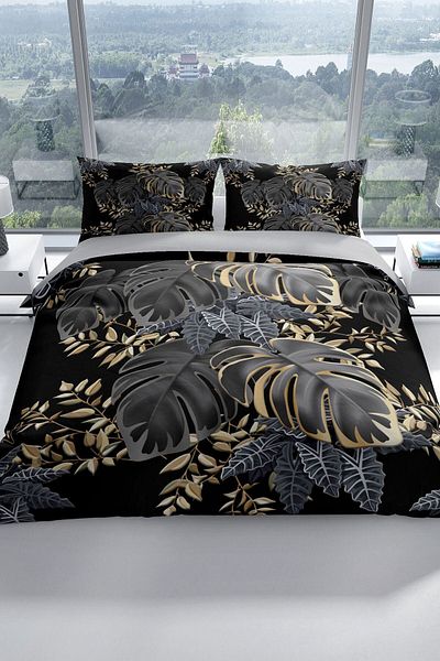 Cattleya Leaf 3d Cotton Satin Double Duvet Cover Set