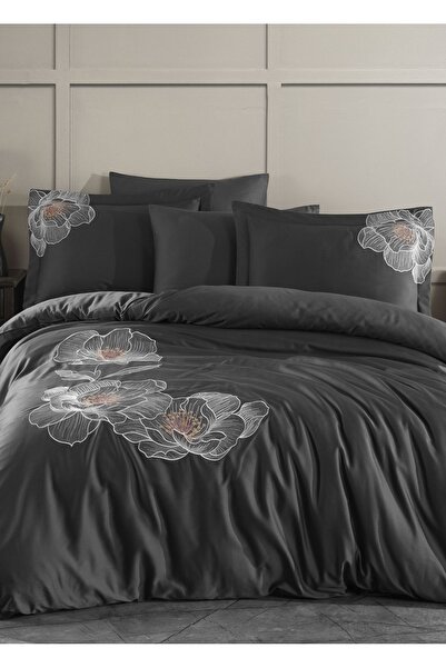 Dantela Calista Nakışlı Nevresim Takımı - Antrasit