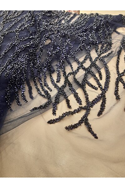 Safir Kumaş Dal Desen Akıtma Desen İşlemeli Dantel 2.5 Metre (Astar Dahil)