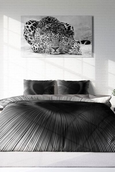 PerlaSera 3D Custom Design Gray Wortex - Double Duvet Cover Set, Tight Woven Cotton Satin