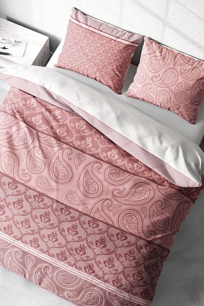 PerlaSera 3D Special Design Duvet Cover Set - Tightly Woven Cotton Satin, Pink Simurg, Double