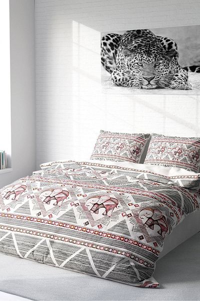 PerlaSera 3D Custom Design Vintage Elephant-2 - Double Duvet Cover Set, Tight Woven Cotton Satin
