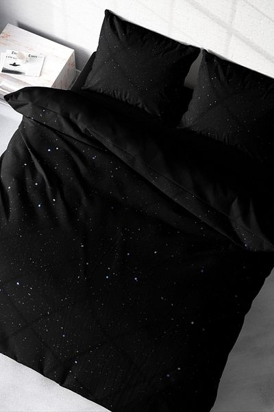 PerlaSera Starly Night - Double Duvet Cover Set, Tight Woven Cotton Satin, 3D Custom Design