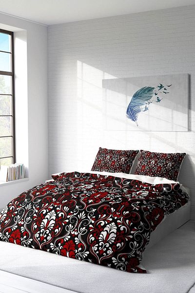 PerlaSera 3D Custom Design - Double Cotton Satin Duvet Cover Set, Damask Classic