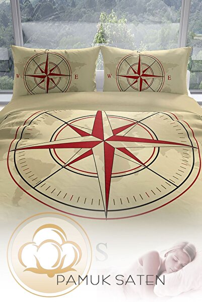 PerlaSera Compass 3d Бавовняний сатеневий двоспальний комплект постільної білизни