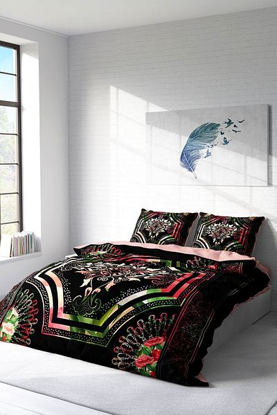 PerlaSera 3D Roses Patterned Double Duvet Cover Set - Tightly Woven Cotton Satin