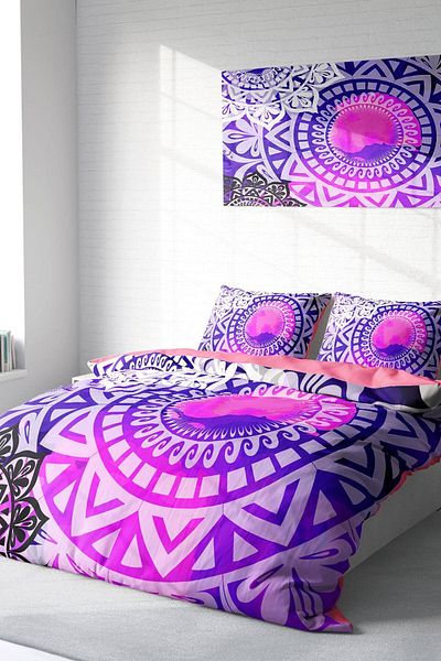 PerlaSera 3D Special Design Duvet Cover Set - Tightly Woven Cotton Satin, Purple Ring