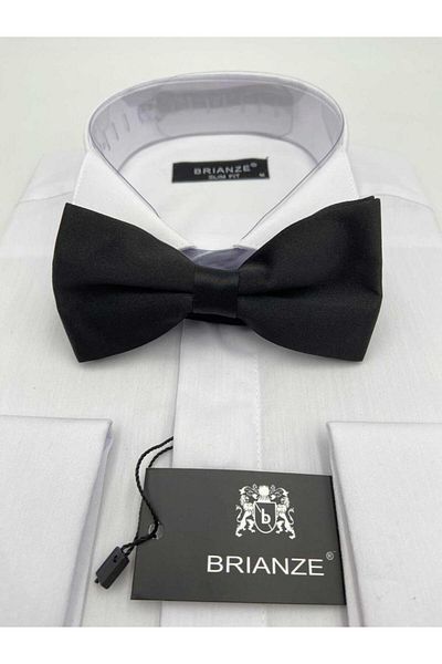 Brianze Black Satin Bow Tie - Solid Color