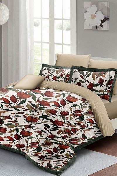 PerlaSera 3D Custom Design - Double Cotton Satin Duvet Cover Set, Floral Tulip