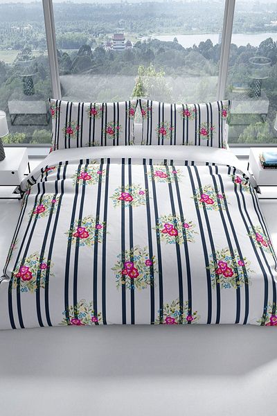 PerlaSera Ribbon 3d Cotton Satin Double Duvet Cover Set
