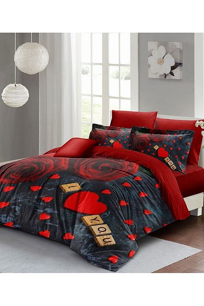 MonoHome Duvet Cover Set 100% Natural Cotton Double 3d Digital Roses marble