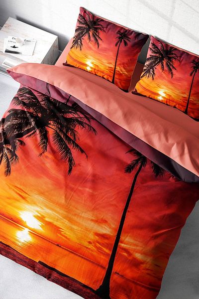 PerlaSera 3D Custom Design - Double Duvet Cover Set, Tight Woven Cotton Satin, Sunset