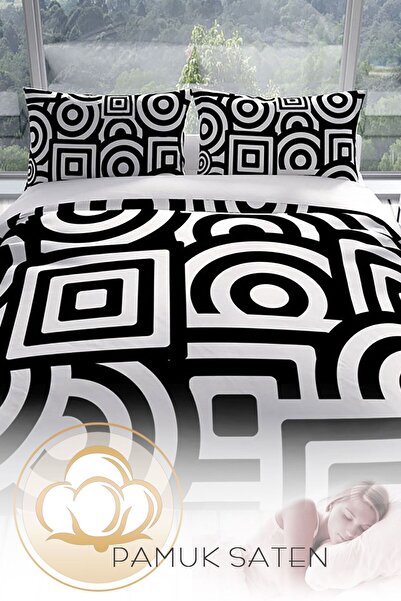 PerlaSera Geomix 3d Бавовняний сатеневий двоспальний комплект постільної білизни