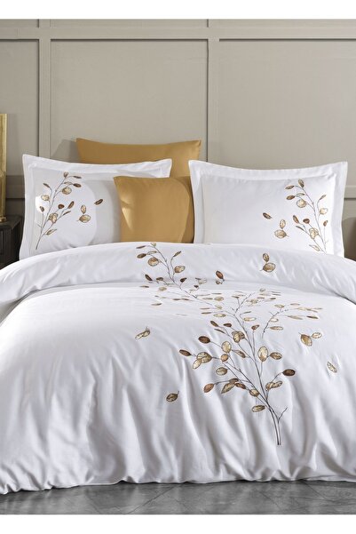 Dantela Sedef Nakışlı Nevresim Takımı - Krem