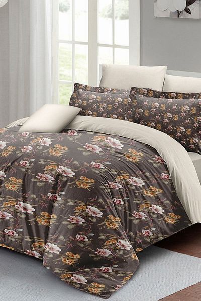PerlaSera 3D Custom Design - Double Cotton Satin Duvet Cover Set, Retro Flowers Luxury
