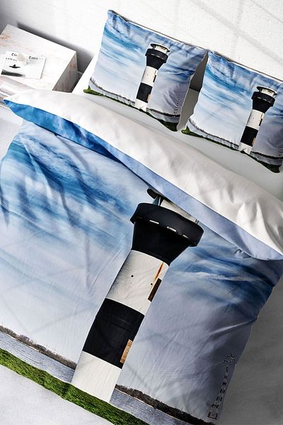 PerlaSera 3D Custom Design - Double Cotton Satin Duvet Cover Set, Lighthouse