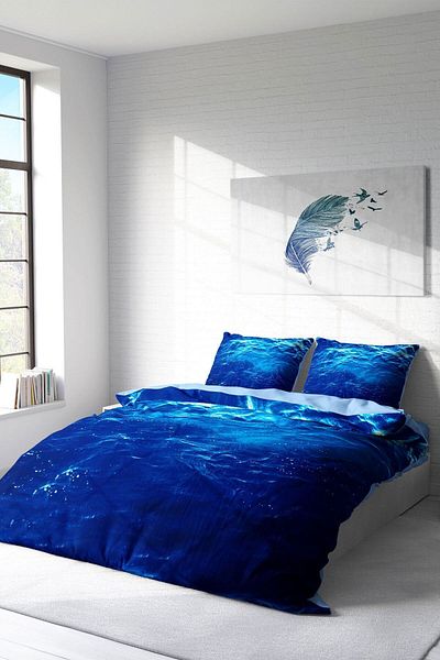 PerlaSera 3D Custom Design - Double Duvet Cover Set, Tight Woven Cotton Satin, Middle in Sea