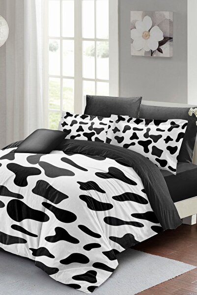 PerlaSera 3D Custom Design - Double Duvet Cover Set, Tightly Woven Cotton Satin, Cow