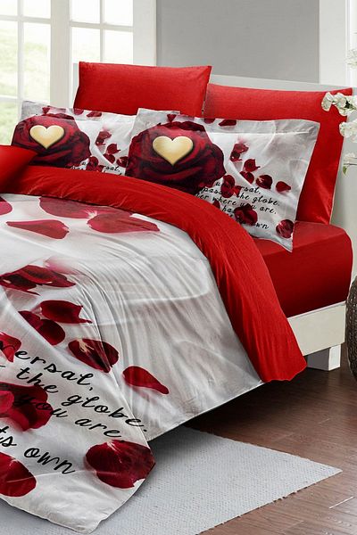 PerlaSera Love Poem - Double Duvet Cover Set, Tightly Woven Cotton Satin, 3D Custom Design
